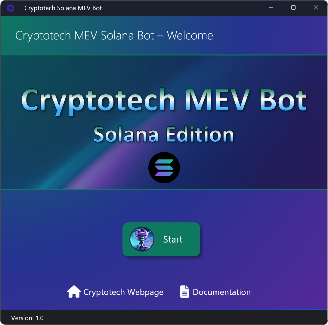 MEV Solana Bot Start Screen